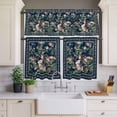 thumbnail image 3 of Kitchen Window Curtains Valance and Tier Set, Spring Blossom Flower Green Leaf Rod Pocket Tier Curtain Valance Set, Watercolor Floral Art Bird Light Filtering Cafe Curtains for Bedroom Living Room, 3 of 9