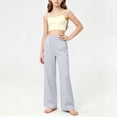 thumbnail image 4 of nerohusy Kids Wide Leg Pants Girls Elastic High Waisted Sports Pants Casual Solid Full Length Leg Pants with Pockets 14-15 Years, 4 of 7