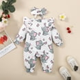 thumbnail image 4 of Kucnuzki Newborn Baby Girl Clothes 0 Months Fall Winter Bodysuit 1 Months Long Sleeve Baby Elephant Prints Button-Up Bodysuit Headband 2PCS Set White, 4 of 7