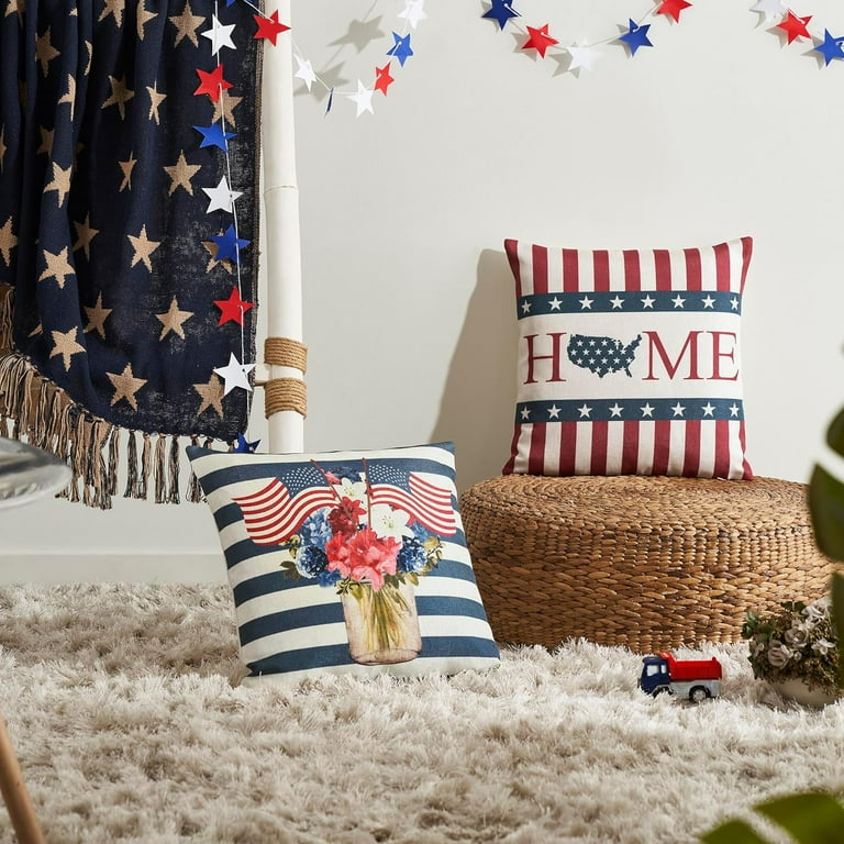 America Home Patriotic Pillow Cover Set of 2 16x16 Decorative Patriotic Throw Pillow Covers USA Americana Decor for Independance Day and 4th of July Inserts not Included Walmart
