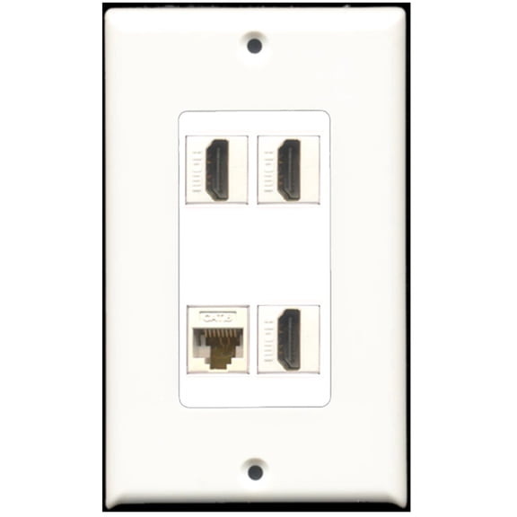 Ultra Spec Cables 3 Port HDMI 1 Port Cat6 Ethernet Wall Plate DecorZ