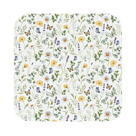 

Pofeuu Watercolor Wildflower 2 Print Leather Coasters Set of 6 Round Cups Mugs Mat Pad for Home Kitchen Heat Resistant Drink Coasters Square