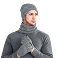 thumbnail image 3 of SPRING PARK 1 Set Winter Warm Knit Beanie Hat Scarf Touchscreen Gloves Set for Men Women Beanie Gloves, 3 of 4