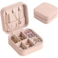thumbnail image 2 of Livrdious Jewelry Organizer Elegant Flannel Jewelry Box, Multiple Compartments, Leather/Bead Velvet, 120g, Pink, 2 of 9
