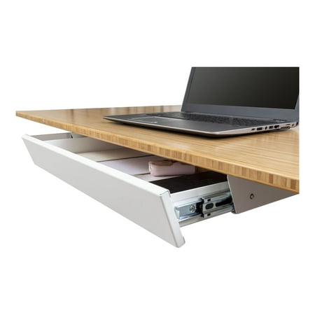 Stand Up Desk Store Add-On Sliding Under-Desk Drawer Storage Organizer (White)