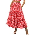 thumbnail image 5 of LYXSSBYX Womens Skirts and Dresses Clearance Women's Summer Sexy Casual Dress Floral Print Beach Long Skirts Boho Elastic High Waist Pleated A-Line Flowy Swing Ruffled Tiered Maxi Skirts, 5 of 8