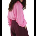 thumbnail image 3 of Camisas de de Algodón de Larga con Botones para Mujer, Blusas Informales con Cuello, Corte Holgado. Rosa L, 3 of 10