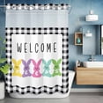 thumbnail image 6 of No Hook Shower Curtain with Snap in Liner, Easter Colorful Cartoon Rabbit Peeps Waterproof Bath Curtain with See Through Top Window, Quote and White Black Lattice Shower Curtains 72x84in, 6 of 9