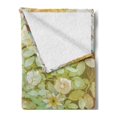 thumbnail image 2 of Grunge Soft Flannel Fleece Throw Blanket, Flowers and Leaves Vintage Painting on Blur Paper Background Floral Art Print, Cozy Plush for Indoor and Outdoor Use, 50" x 60", Green Mustard, by Ambesonne, 2 of 5