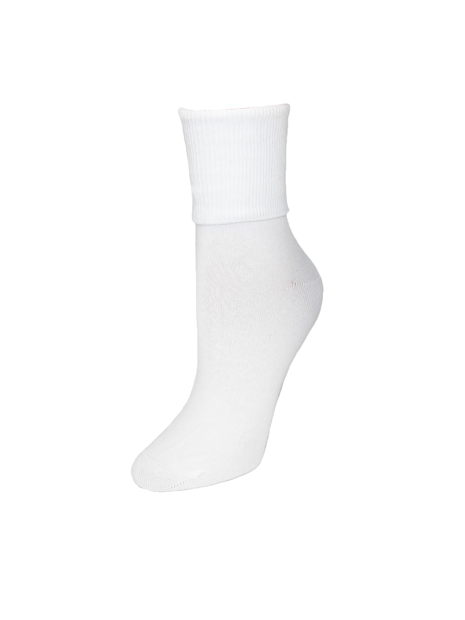 Womens Plus Size Cotton Turn Cuff Sock, White - Walmart.com