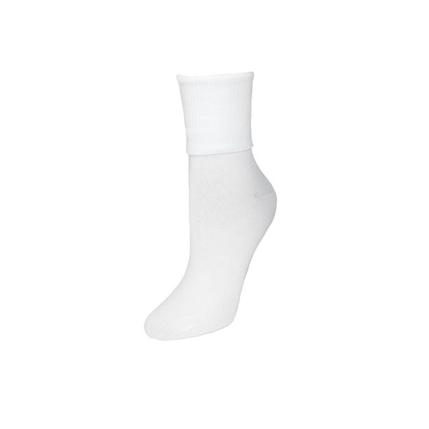 Jefferies Socks Womens Plus Size Cotton Turn Cuff Sock, White