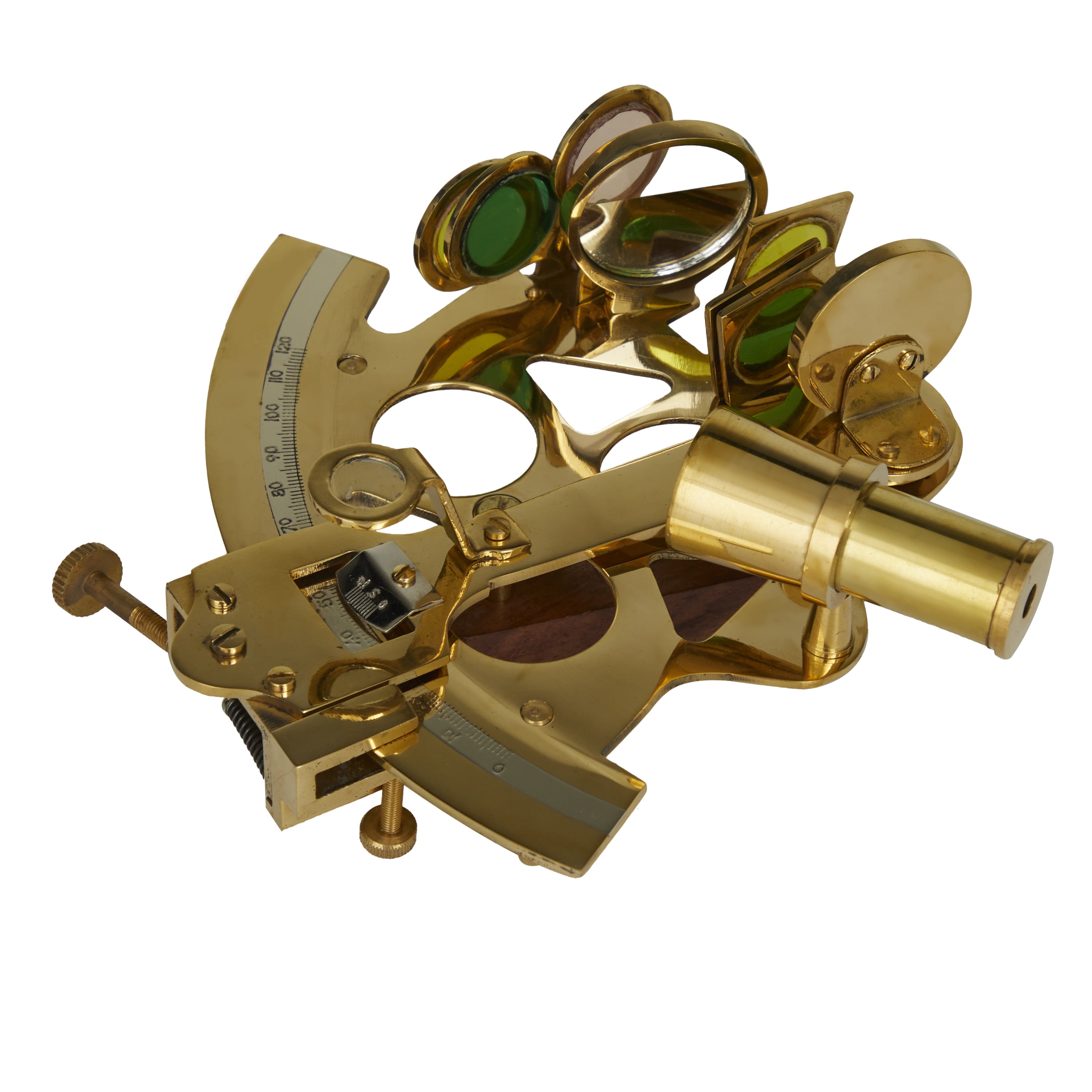 7" Brass Sextant Compass with Decorative Wood Box, by DecMode (2 Count)