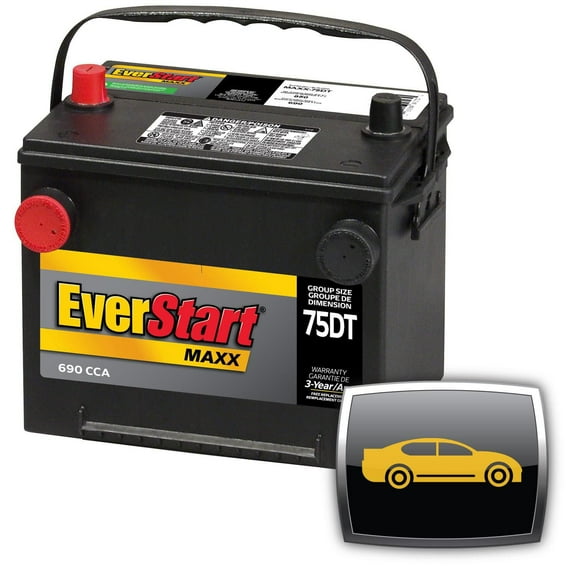 EverStart AUTO MAXX-75DT, 12 Volt, Car Dual Terminal Battery, Group Size 75, 690 CCA, EverStart, Car Battery