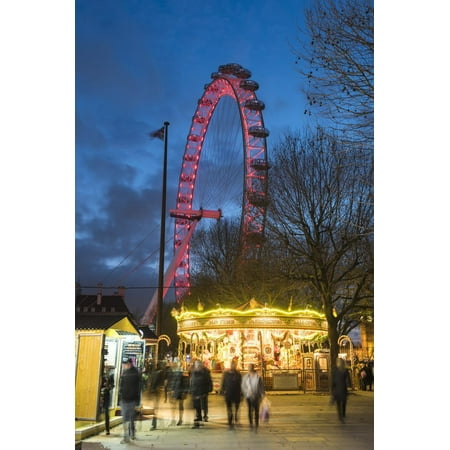 Christmas Markets London Eye Christmas Market in Jubilee Gardens, with the London Eye at Night, South Bank, London, England Print Wall Art By Matthew Williams-Ellis ()