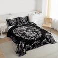 thumbnail image 3 of Homewish Spooky Gothic Skull Bedding Comforter Set,Retro Damask Flower Twin Comforter Sets,Gray Black Bedding Set For Men Women,Microfiber Bedroom Decor Reversible,2pcs, 3 of 8