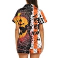 thumbnail image 3 of Halloween Pajamas Halloween Print Waist Button Short Sleeve Pajamas for Women Set, 3 of 3