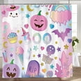 thumbnail image 3 of Halloween Cute Boo Spooky Pumpkin Bat Polyester Shower Curtain with Hooks for Bathroom Decor 72"x72", 3 of 7
