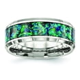 thumbnail image 1 of Bague pour Homme en Acier Inoxydable Poli avec Imitation Opale Bleue 8mm Taille 9.5, 1 of 6