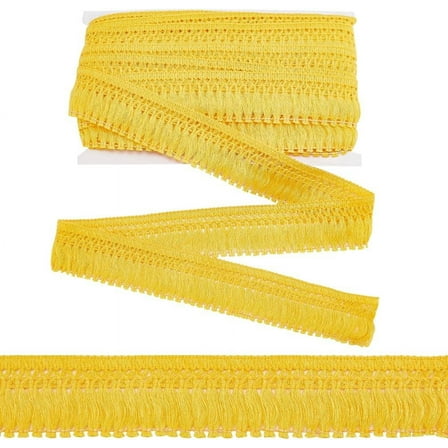15 Yards 1.57 Inch Floral Yellow Cotton Tassel Fringe Trim Sewing Fringe Trim Lace Trim Ribbon Trimming Curtain Border Trim for Clothes Sewing Dress Lamp Shade Rugs Blanket Decoration Gold