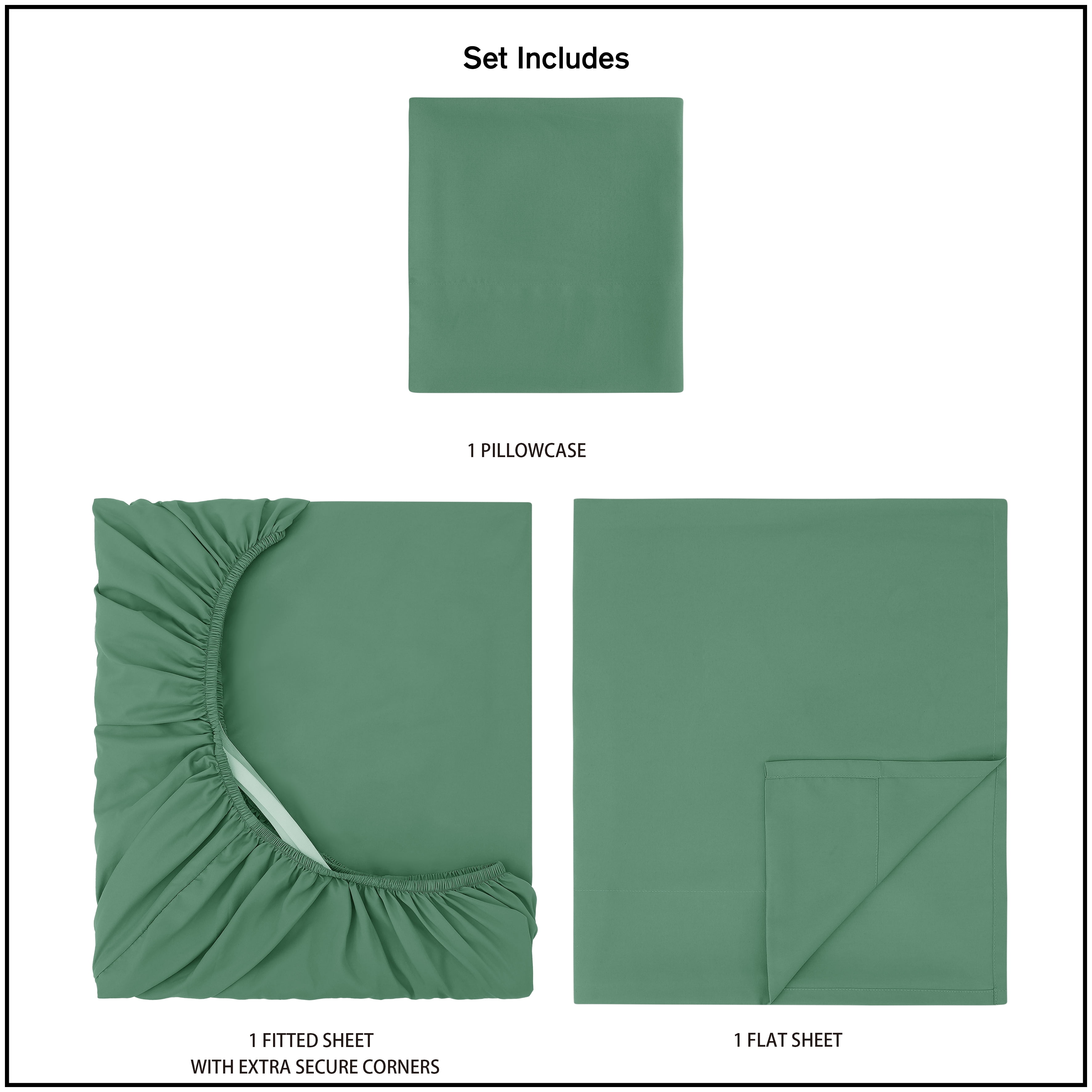 Mainstays by Becky G. & Alejandra 3-Piece Green Lily Super Soft Microfiber Bed Sheet Set, Twin-XL