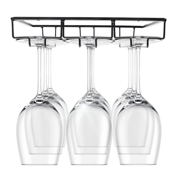 Maypes Under Cabinet Wine Glass Holder, Metal Hanging Storage Organizer, Space Saving Design, 3 Rack,12" x 8.75" x 2.3"