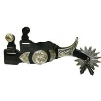 Showman Black Steel Jingle Bob Spurs w/ Silver Engraved Overlays