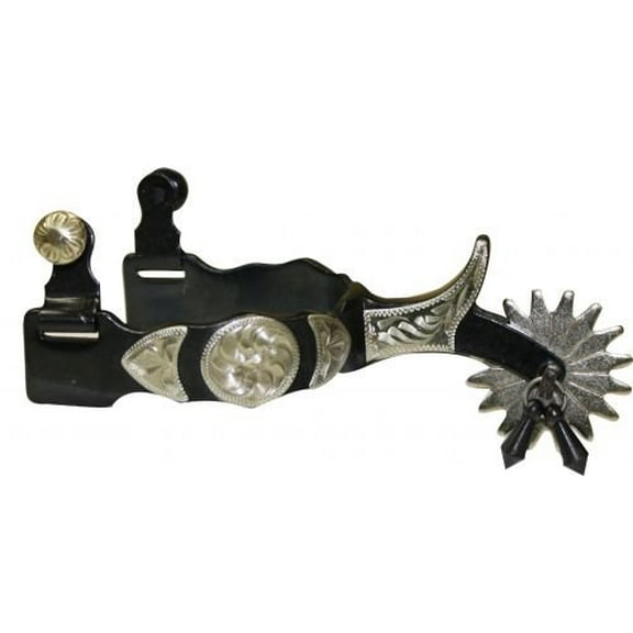 Showman Black Steel Jingle Bob Spurs w/ Silver Engraved Overlays