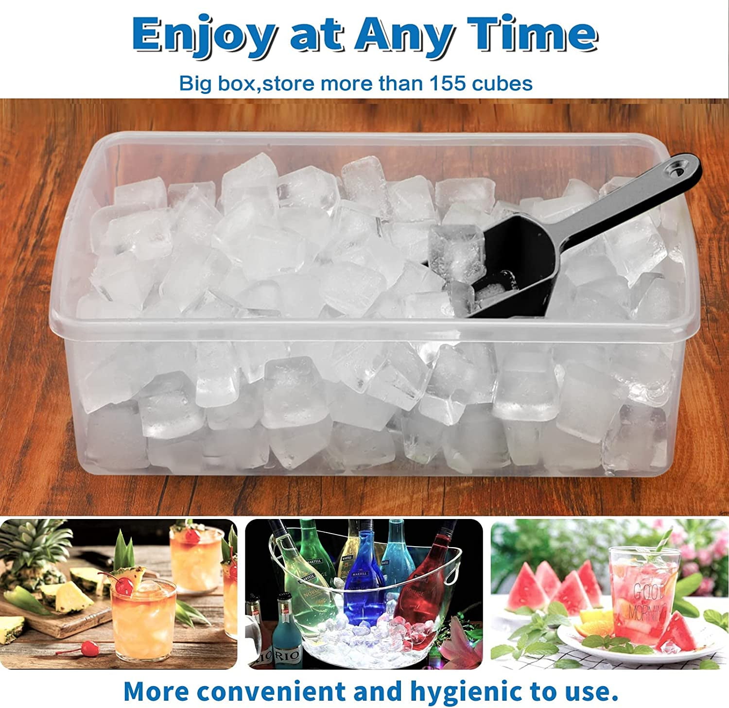 Buy 2Pcs Easy Release 55 Nugget Ice Cube Tray with Lid and Storage Bin  Scoop for Freezer Durable Plastic Ice Mold(Blue) Online