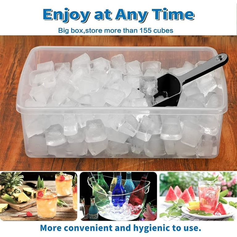 Ice Cube Tray With Lid And Bin 55 Mini Nuggets Ice Mold For Freezer Comes  With Ice Container Scoop And Cover Good Size Kitchen - AliExpress