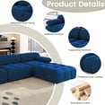 thumbnail image 6 of Magic Home 138.6" Modular Sectional Sofa with Movable Ottomans, Modern Flannel Fabric Deep Seat L-Shaped Cloud Couches Blue Couch for Living Room, Apartment, Office, 5-Seat, Blue, 6 of 10