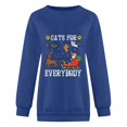 thumbnail image 3 of Gibobby Jersey de forro polar Sudadera de cuello Rojoondo con estampado navideño para mujer, de cuello Rojoondo, Tops, camisas casuales de manga larga, blusa suelta (Azul, L), 3 of 4