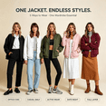 thumbnail image 4 of Feancey Womens Snap Button Bomber Jackets Y2K Casual Collarless Varsity Jacket Drop Shoulder Long Sleeve Lightweight Outerwear with Pockets XXL, 4 of 8