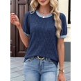 thumbnail image 4 of Women'S Textured Shirts Tops Short Cap Sleeve Shirts Loose Fit Summer Outfits Blue S, 4 of 9