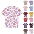 thumbnail image 4 of T-shirt Enfant Été Manches Courtes Décontracté avec Imprimés d'Animaux Marins Mignons Col Rond Chemises Filles Rouge 3 Ans-4 Ans, 4 of 4