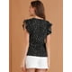 thumbnail image 5 of Blusa con Cuello En V de Gasa con Volantes Allegra K para Mujer Negro L, 5 of 6