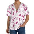 thumbnail image 7 of Lsque Breast Cancer Awareness4 print Men's Cuban Collar Short Sleeve Shirt Summer Beachwear Casual Button Down Fashionable Vacation Leisure Shirt-Medium, 7 of 7