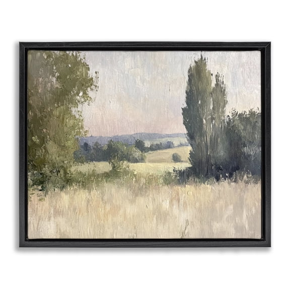 Stupell Industries Tranquil Abstract Countryside Landscape & Nature Painting Black Floater Framed Canvas Art Print Wall Art, 21 x 17