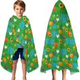 thumbnail image 3 of Rooster and Pumpkin Green Pattern Hooded Bath Towel Wrap for Teens Ages 3 To 12, Soft Lightweight Quick Dry Microfiber Bath Beach Pool, 60"x35", 3 of 6