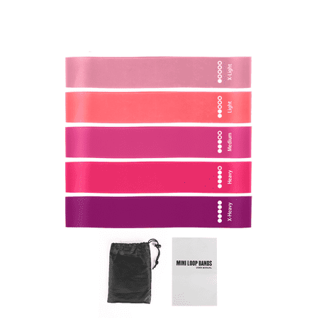 GARDVORA 5 Pcs Resistance Bands for Working Out,Exercise Bands Fit for Home Fitness and Strength Training,Exercise Bands Resistance for Physical Therapy,Muscle Training and Lose Weight Pink