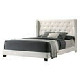 thumbnail image 1 of White Faux Leather Panel Bed with Tufted Headboard in Eastern King, 1 of 3