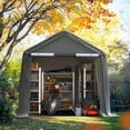 thumbnail image 7 of Quictent 8x14FT Carport Shelter with Roll-Up Mesh Windows & Reinforced Frame, Portable Garage Canopy for Motorcycle Storage, Outdoor Equipment, Patio Furniture Cover - Dark Gray, 7 of 7