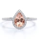thumbnail image 1 of JeenMata Anillo de Compromiso con Morganita Rosa Melocotón de 1,25 Quilates en Forma de Pera Creado en Laboratorio en Oro Blanco de 18 K sobre Plata, 1 of 6