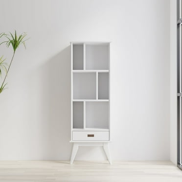 Draper SOLID HARDWOOD 64x 22" Modern Bookcase and Storage Unit in White
