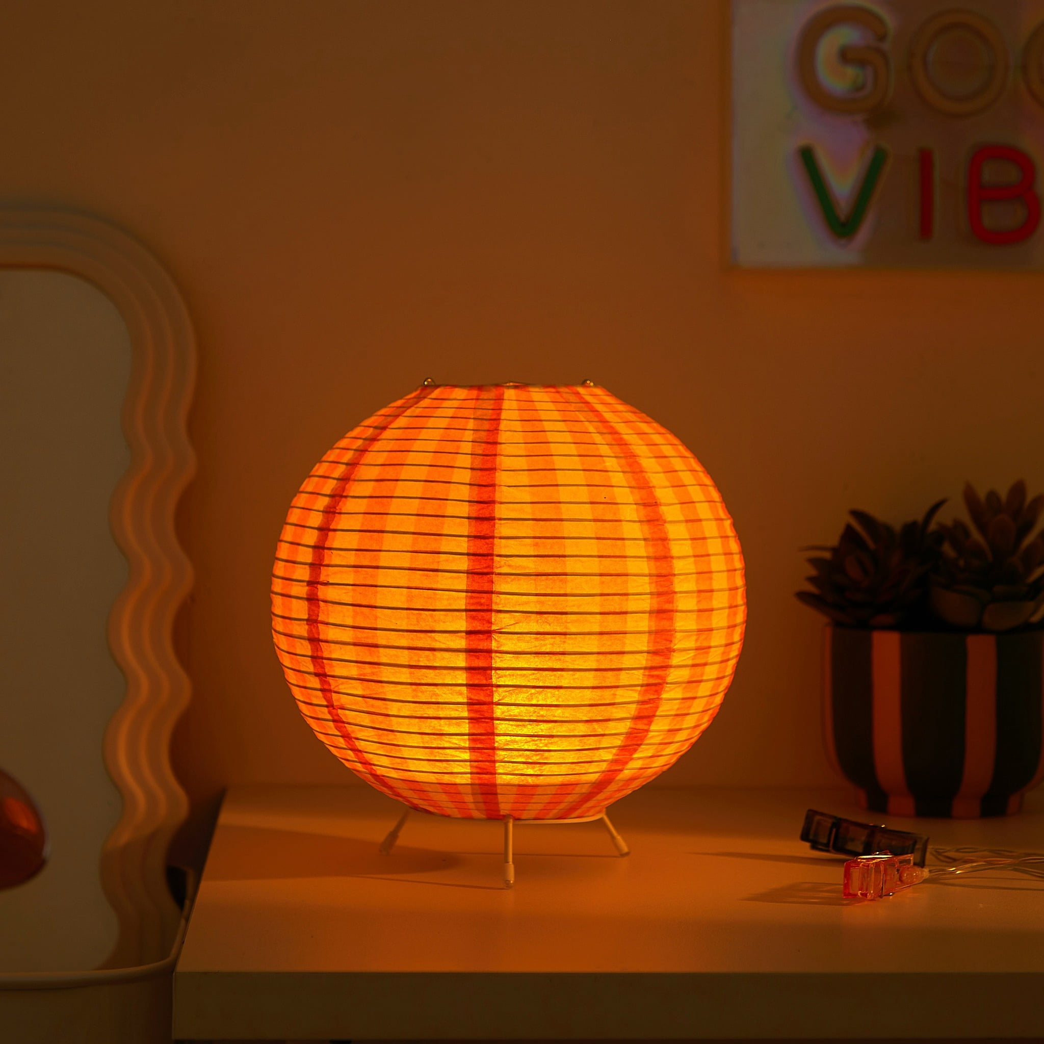Urban Shop 8.2"H x 9"D Paper Lantern Table Lamp, Yellow