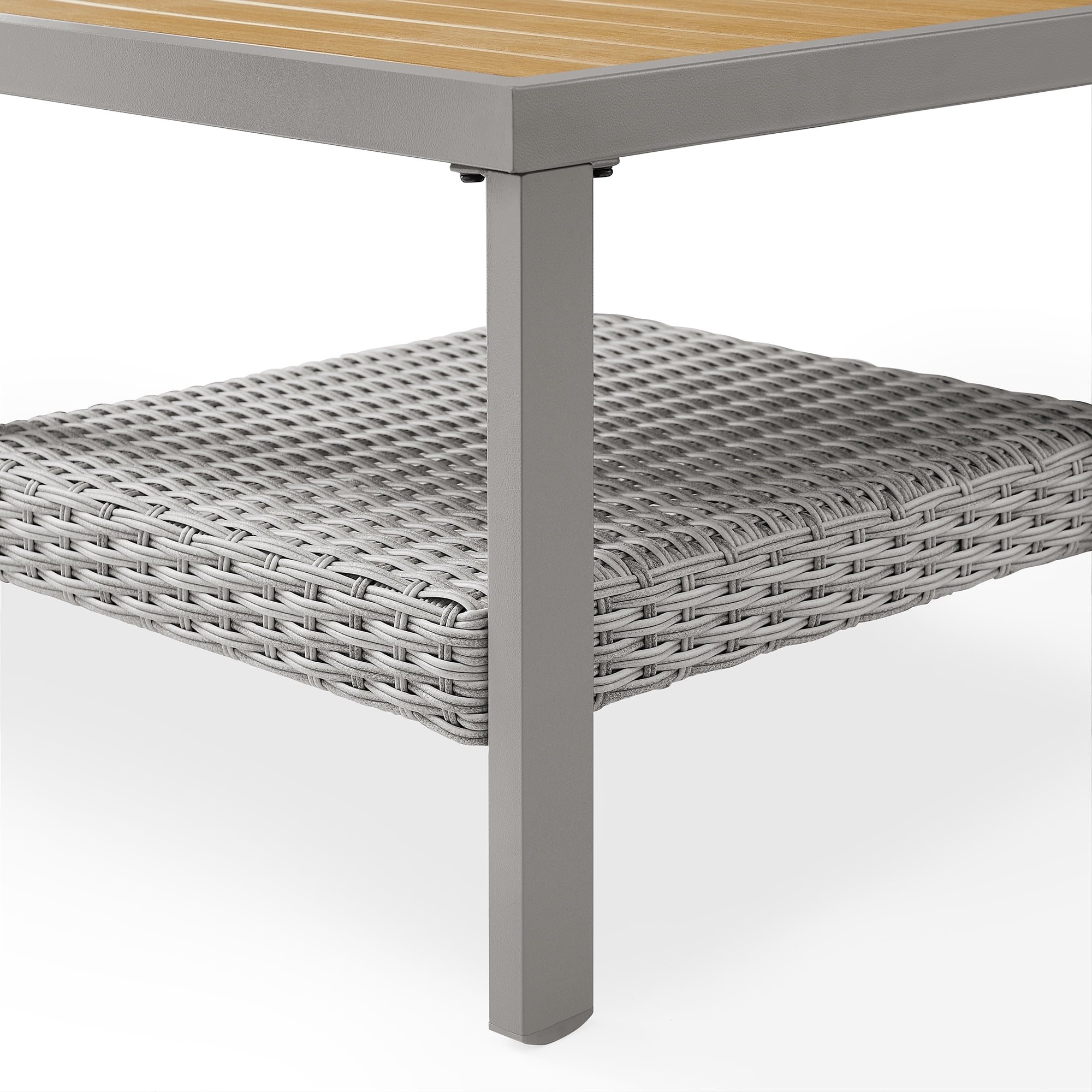 Songmics Home Collection Sencillo - Petite Table Basse, Table d'Appoint de Jardin, Carré, avec Rangement, Style Transitionnel, Faux Bois