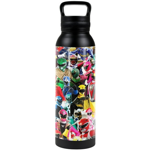 Power Rangers Official Crowd Of Rangers 24 oz Insulated Canteen Water Bottle, Leak Resistant, Vacuum Insulated Stainless Steel with Loop Cap