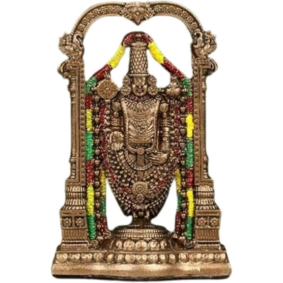 Handicrafts 3" Tirupati Balaji Copper Finish Hindu God Statue Idol Figurine for Pooja Gifting Sculpture House Warming Gift