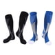thumbnail image 1 of FELTECHELECTR 2 pares de calcetines de compresión hasta la rodilla para hombre y mujer, de alta elasticidad, para deportes, correr, fútbol, talla S/M (negro y azul)., 1 of 3