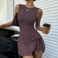 thumbnail image 6 of Womens Sleeveless Romper Skort Crew Neck Tennis Skirt Mini Dress Built in Shorts Golf Dress Workout Athletic Dress, 6 of 8