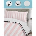 thumbnail image 4 of Quilts Queen Size Bedding Set, Pink Striped Lightweight Quilted Comforter, Modern Farmhouse Pink White Stripes Soft Reversible Bedspread Coverlet with Pillow Covers for All Season, 90" x 96", 4 of 7